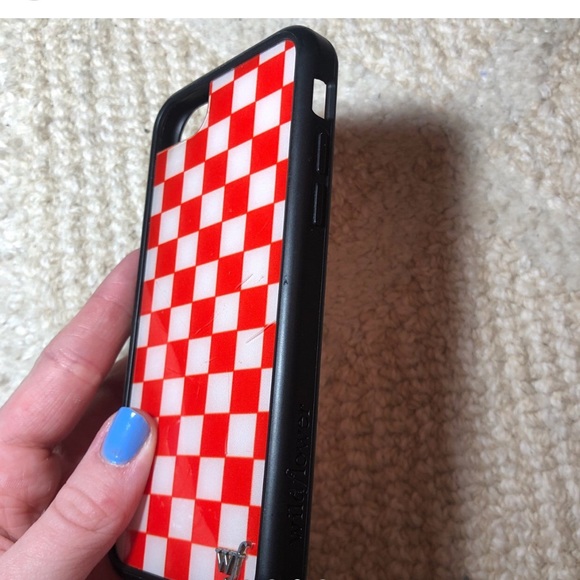 Wildflower red checker iPhone case - Picture 3 of 4